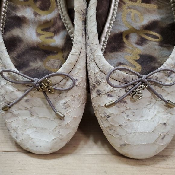 Sam Edelman Felicia Ballet Flats Snake Print Leather Career Comfort Womens 8.5M - Picture 3 of 13